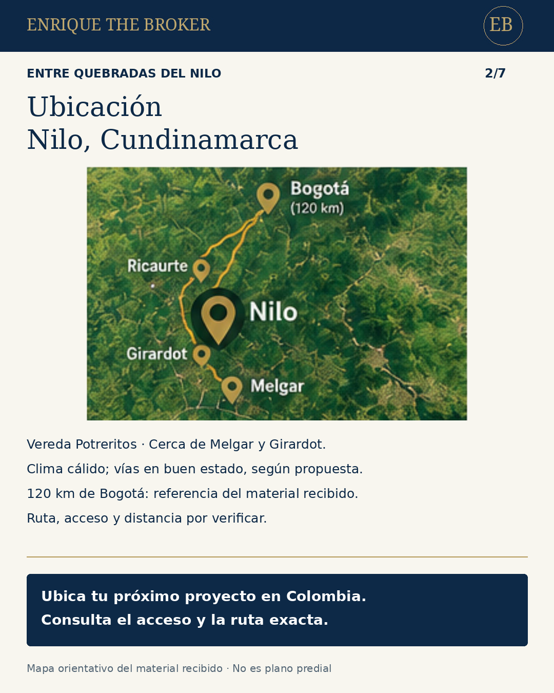 Mapa de ubicación de Entre Quebradas del Nilo en Cundinamarca